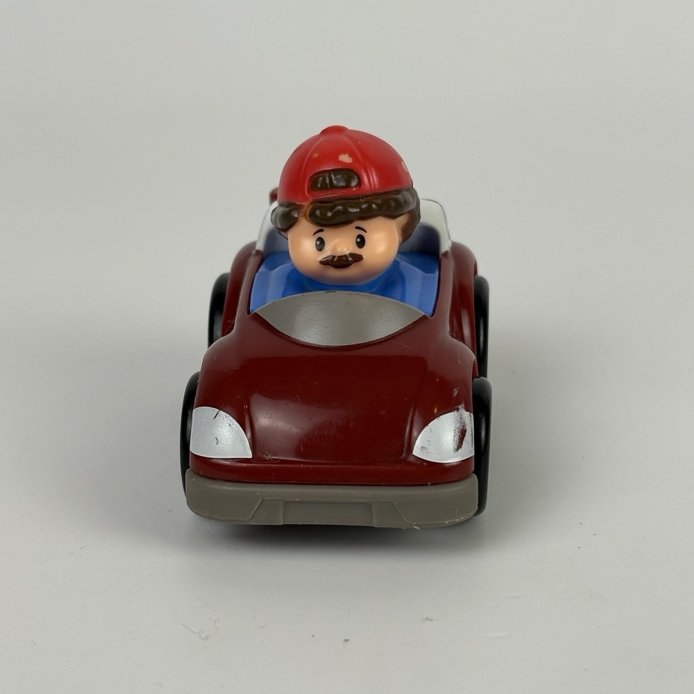 Mattel Fisher Price Little People Car Wheelies Mustache Man Red Hat Garage 2016